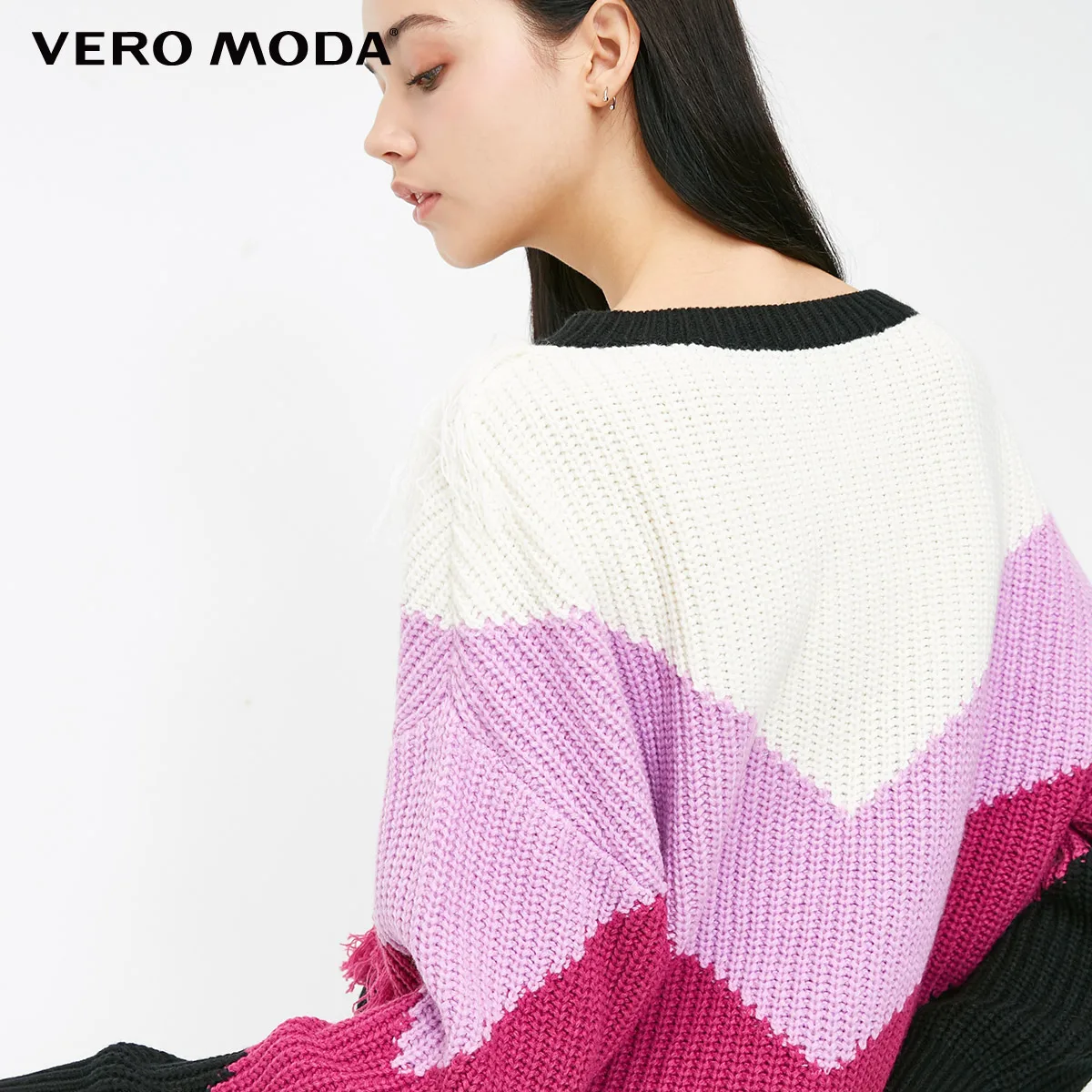 Vero Moda Женский вязаный свитер с v-образным вырезом и кисточками | 318413592