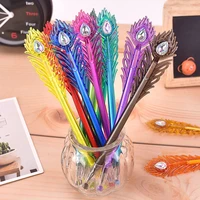 36 pcslot creative peacock diamond gel pen cute 0 38mm 12 colors drawing pens office school writing supplies promotional gift