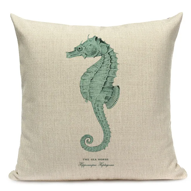 18 Decorative Cotton Retro Painting marine decoration Pillow Covers 45Cmx45Cm Square Replacement Printed Cushions Pillow Case - Цвет: 18