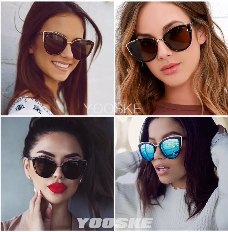 YOOSKE Cateye Солнцезащитные очки женские роскошные брендовые дизайнерские винтажные градиентные очки ретро солнцезащитные очки «кошачий глаз» женские очки UV400