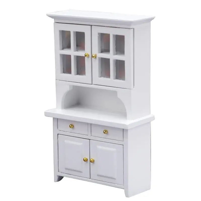 

Wooden 1:12 Mini Doll House Vertical Cabinet Study Room Micro Scene Bookcase Bedroom Furniture
