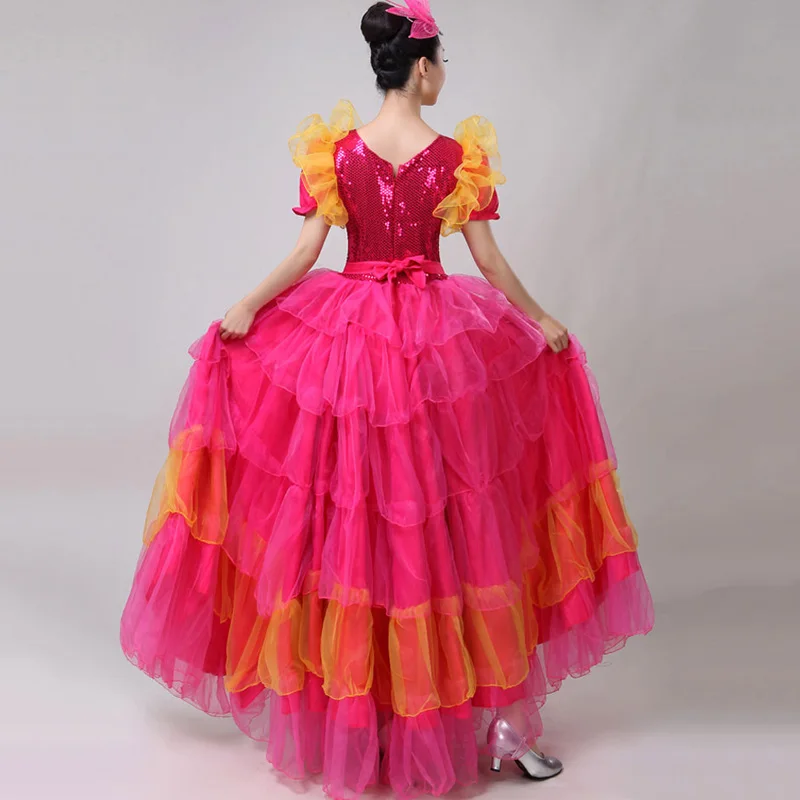 Платье Фламенко Женский танцевальный испанский костюм Женская сценическая