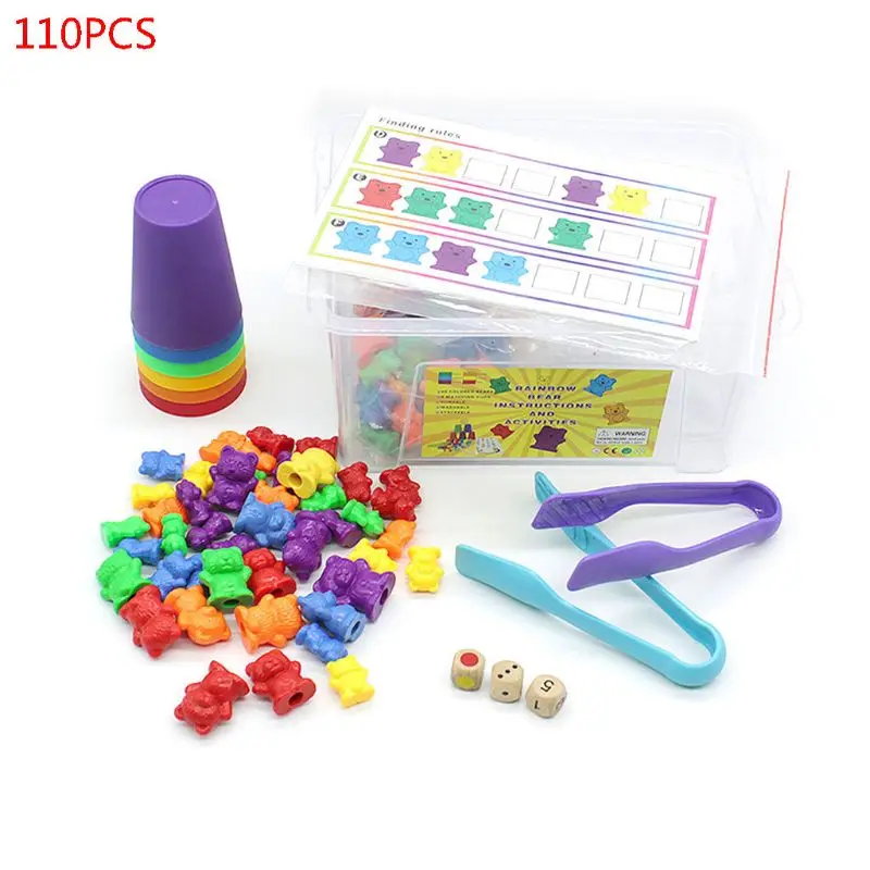 

110pcs Rainbow Counting/Sorting Bears Color Sorting Toys for Toddlers