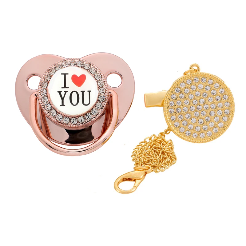 Новая серебряная детская соска со стразами блестящая Соска клипса цепочка для