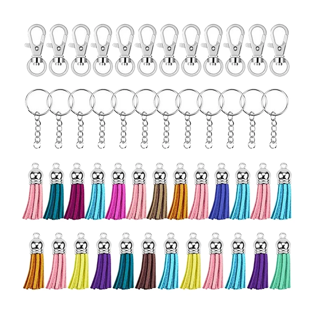 

Colorful 50 Key Ring 50 Unique Alloy Split Ring Charm 25 Tassel Key Ring