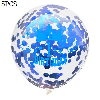 1/2/3 Years Old Baby Kids Birthday 12inch Crown Confetti Transparent Latex Balloon Set Boy Girl Happy Party Supplies | Дом и сад