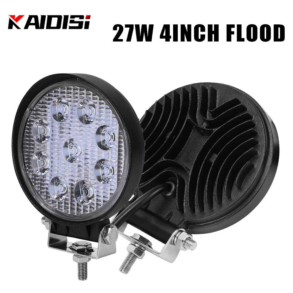 

LED Light Bar 4 Inch 27W Round LED Flood Beam Lights for Offroad Truck Tractor Motorcycle ATV SUV 4WD 12V 24V Driving Fog Light