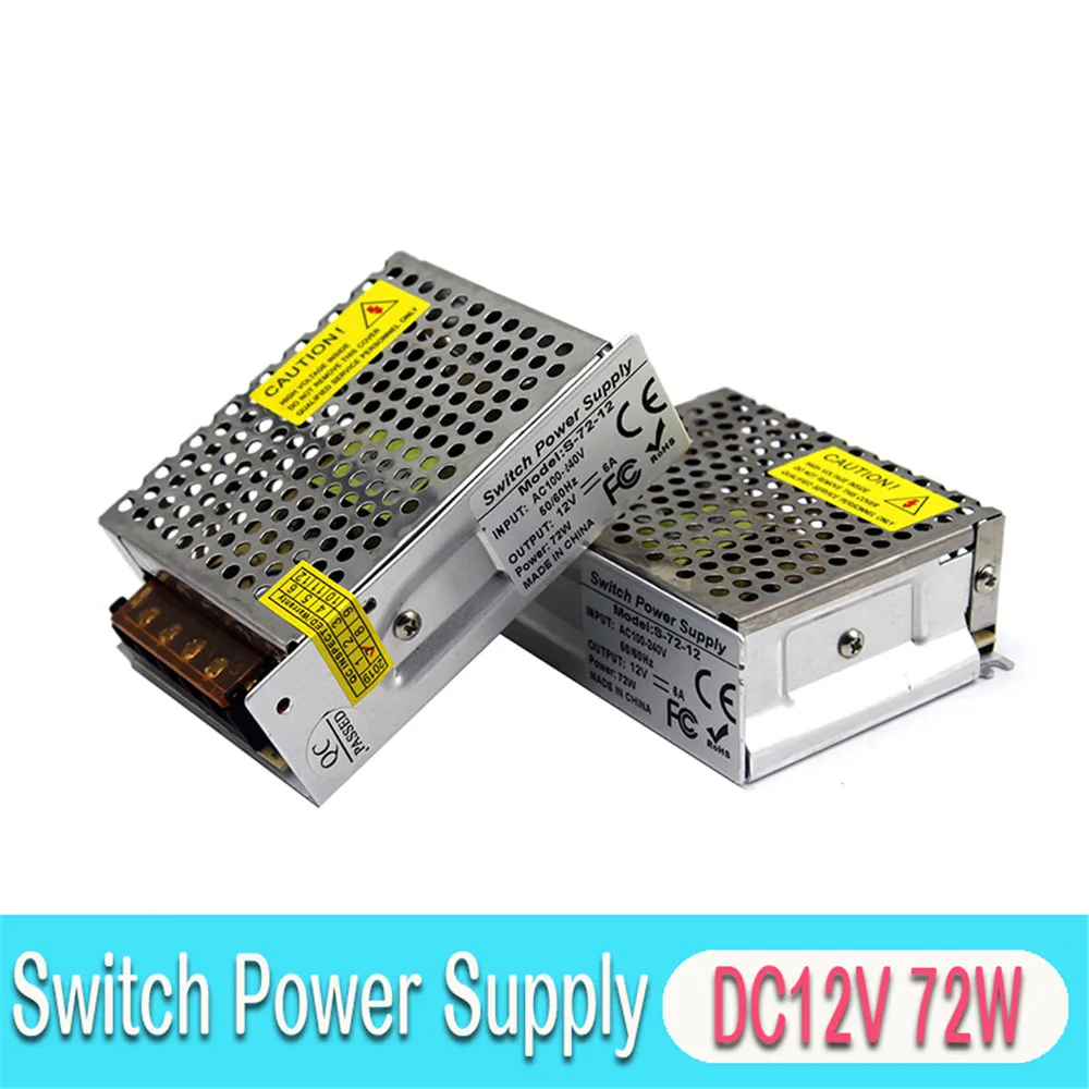 Переменный источник питания постоянного тока 12 В 6A 72 Вт светодиодный