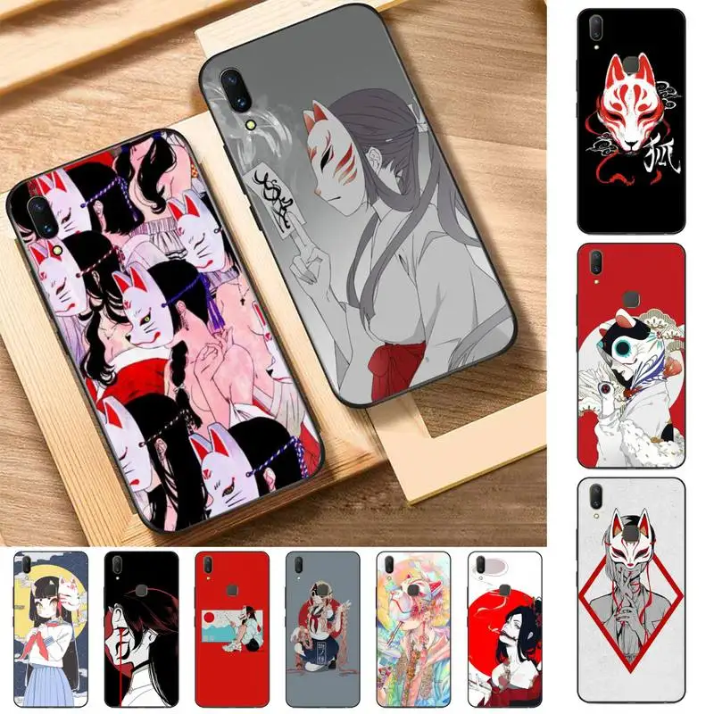 

TOPLBPCS Japanese Style Anime Fox Mask Phone Case for Vivo Y91C Y11 17 19 17 67 81 Oppo A9 2020 Realme c3