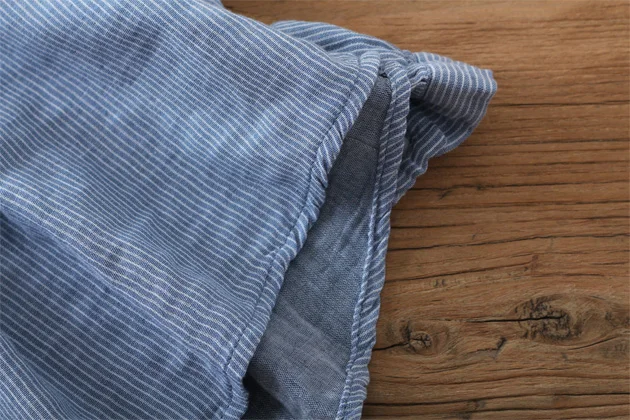 

2020 New Autumn Women Cotton Stand Collar Blouse Loose Vintage Shirt Stripe Long Sleeve Women Tops