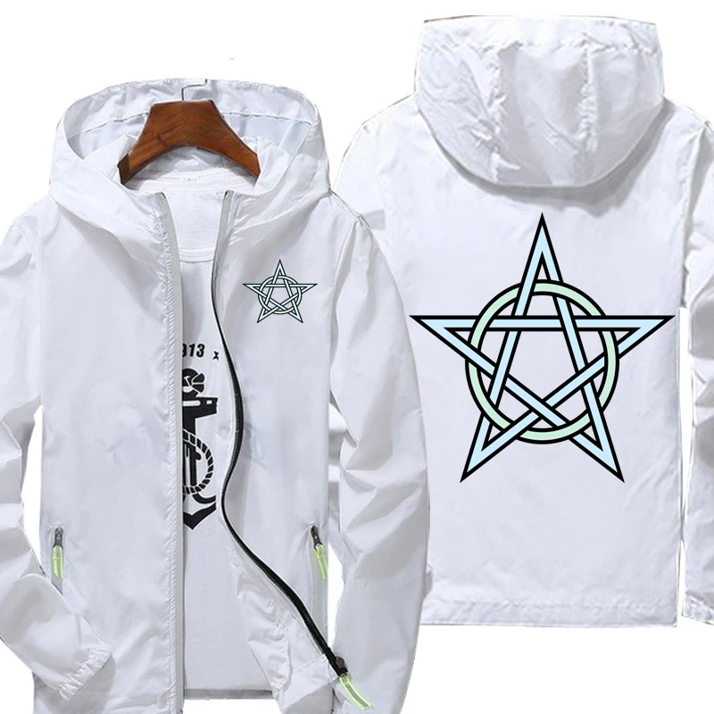 

Autumn spring Jacket men Pentagonal pattern windbreaker zipper Hoody jacket Streetwear Sportswear women man thin Jacket
