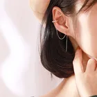 Серьги-клипсы женские длинные с кисточками, с цирконом