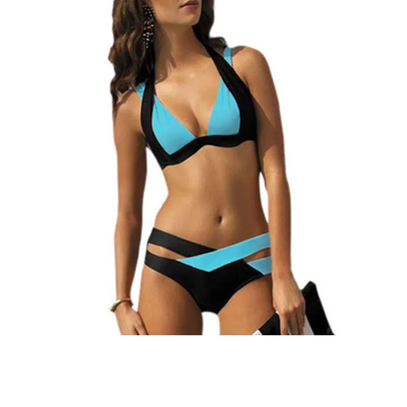 

Sexy bikini ladies shoulder strap hollow swimsuit suit ladies beach bathing beachwear bandage bikini swimwear#