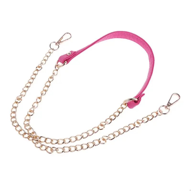 

DIY 120cm Replacement Shoulder Bag Strap DIY PU Leather Handle with Metal Chains