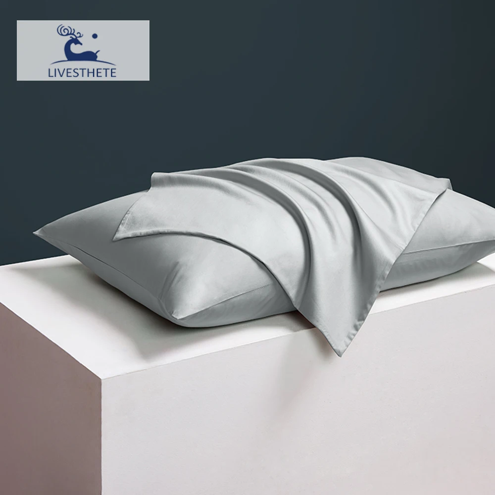 

Liv-Esthete Women Men 100% Noble Gray Silk Pillowcase 25 Momme Slik Luxury Healthy For Skin Silky Pillow Cover For Sleeping