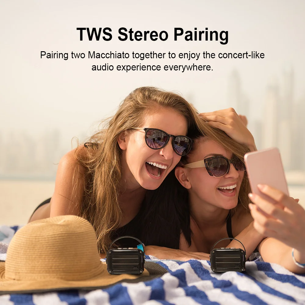 Divoom Macchiato bluetooth беспроводной портативный динамик с FM радио TWS функция