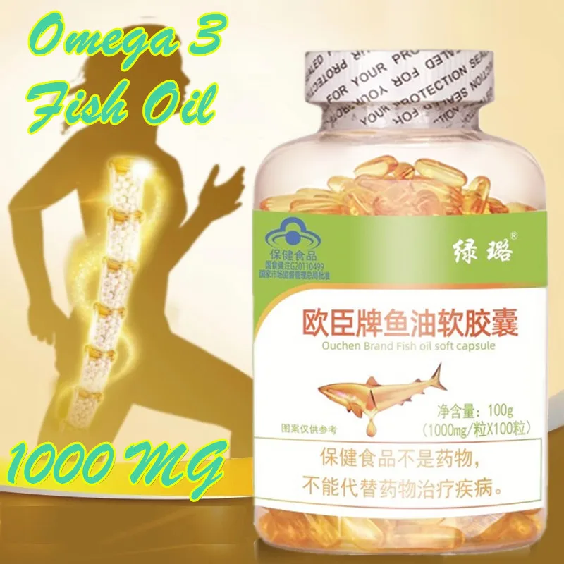Cápsula de aceite de pescado Omega 3, 1000 mg, diseñada para apoyar las articulaciones del cerebro y la piel, con suplemento alimenticio EPA DHA, vitaminas E no GMO