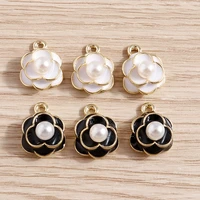 5pcs 1216mm enamel pearl flower charms for jewelry making women cute pendants necklaces drop earrings diy keychains craft gifts