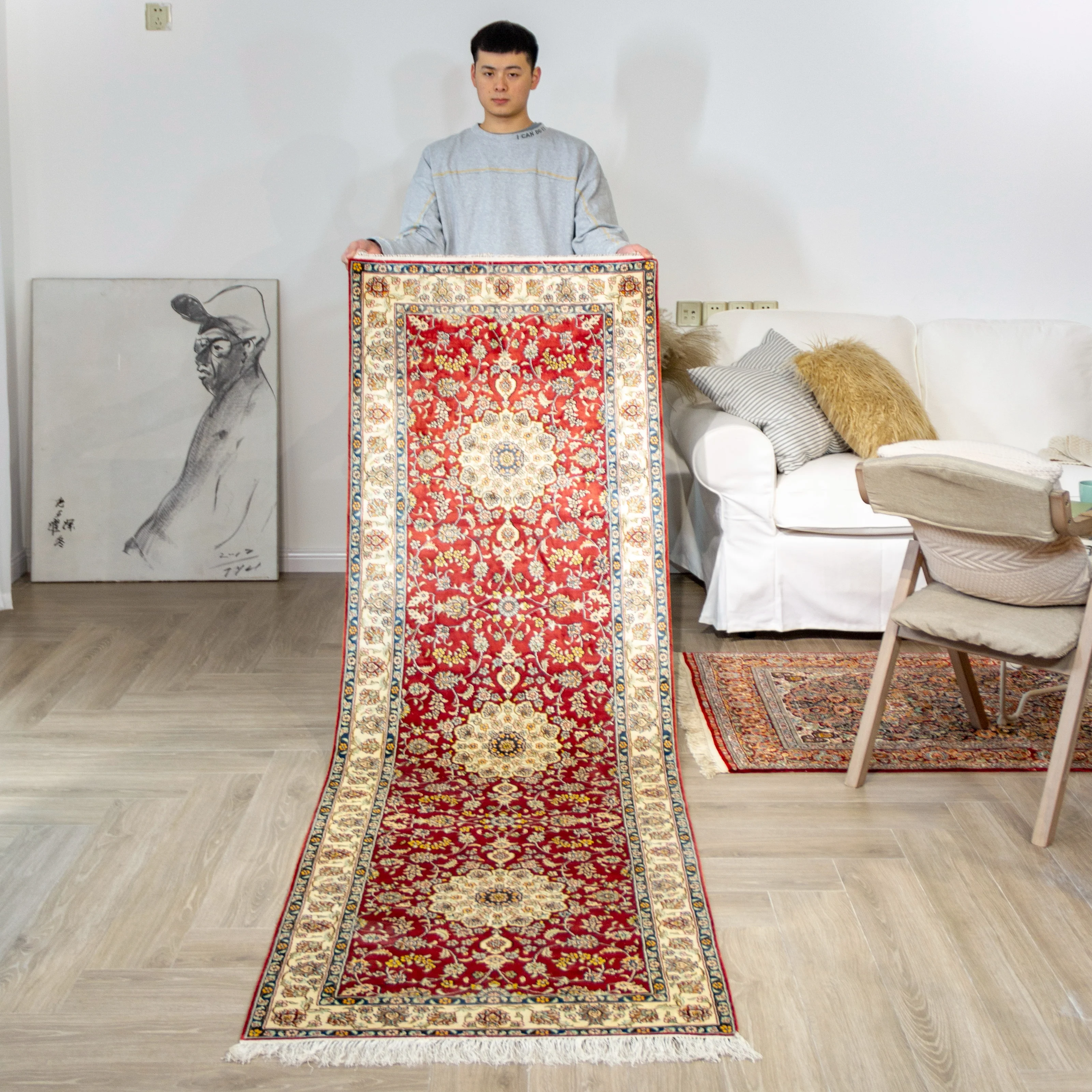 Yilong 2 5 'x 8' персидская галерея runner ручной работы шелковый ковер домашний декор