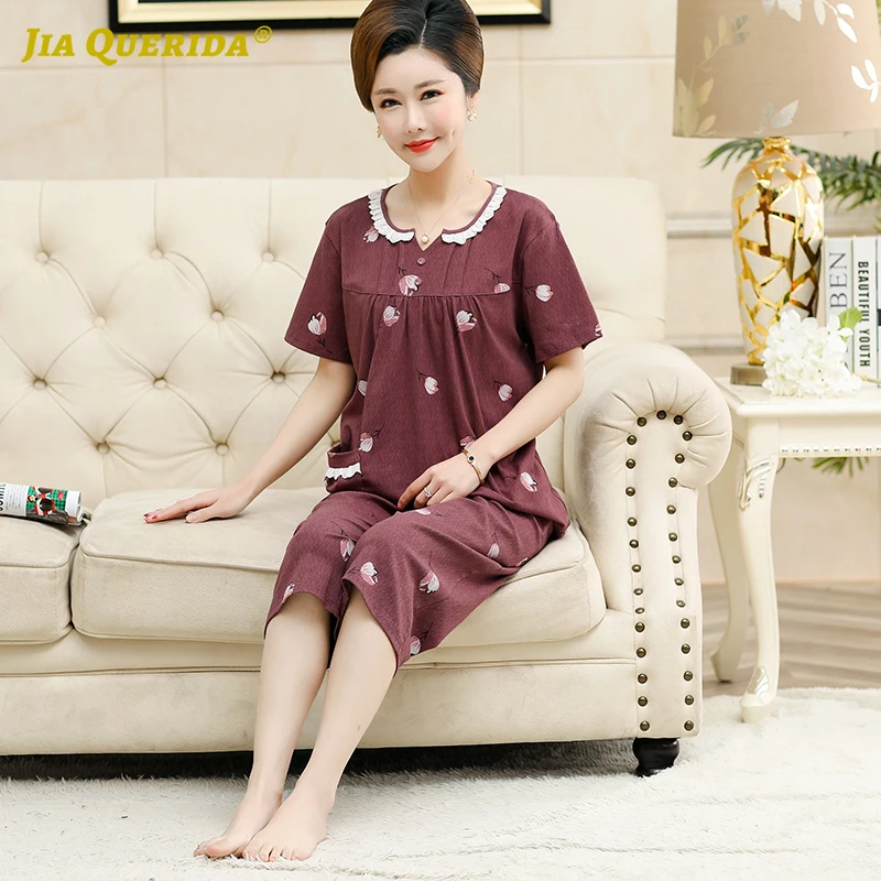 2020 летний женский пижамный комплект короткий рукав длина до середины икры