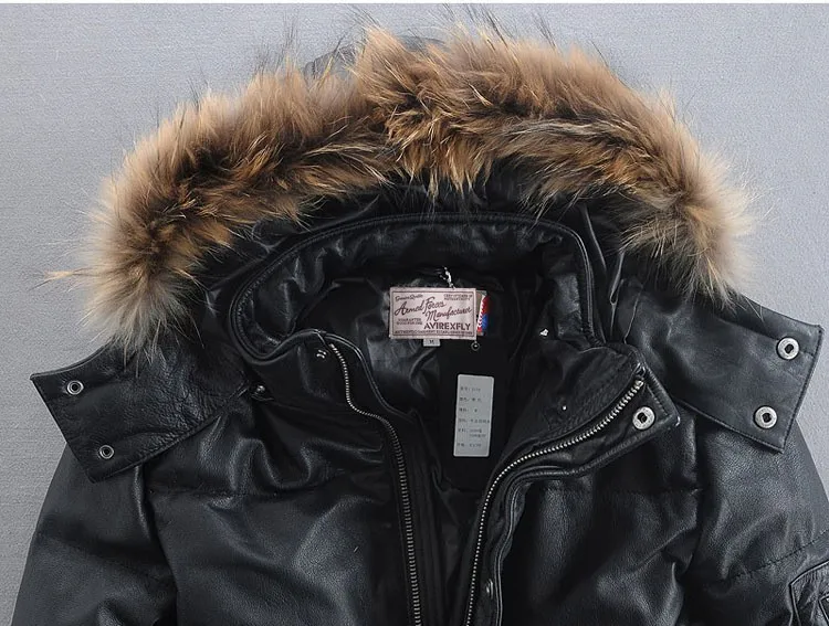 Толстая Меховая куртка с капюшоном из коровьей кожи белым утиным пухом Мужская