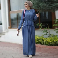 abaya denim dress casual arabian long skirt fashion muslim women long skirt islamic mosque ramadan prayer plus size long skirt