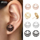 Серьги-гвоздики в виде паука, мужские и женские, черные, в стиле панк, из стали, серьги в виде лица