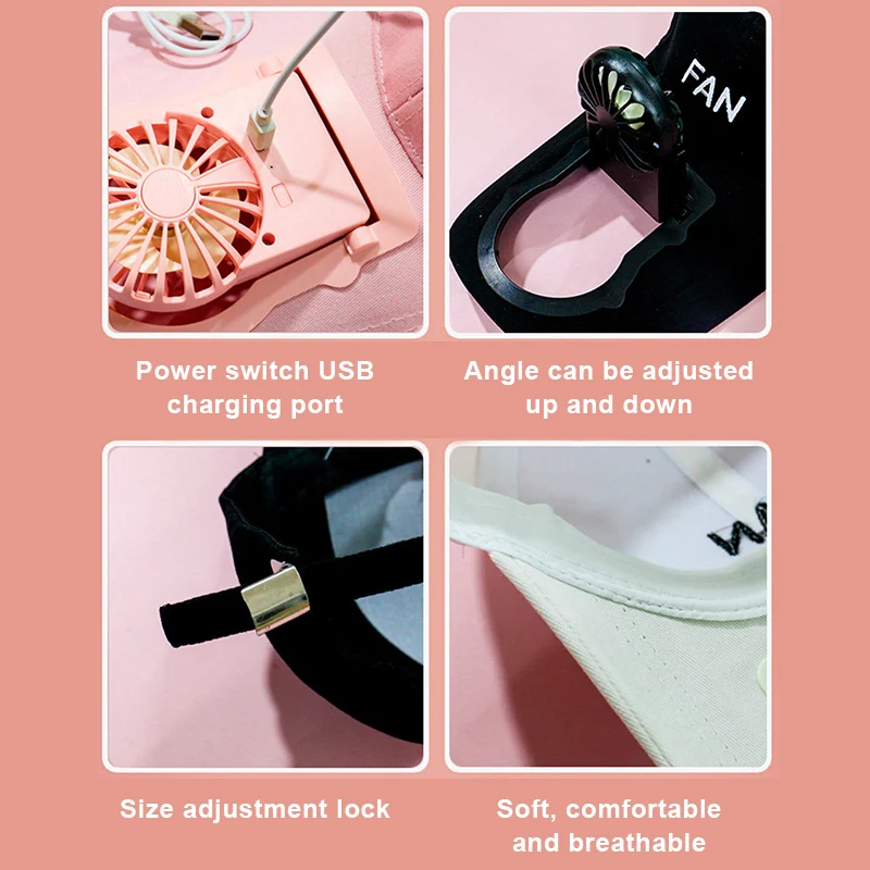 USB Charging Cap With Fan Novelty Baseball Golfing Hat Peaked Hats Sun On the Front Snapback Caps | Безопасность и защита