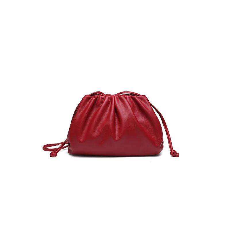 Red 21x7x14cm Модная кожаная мягкая гофрированная большая сумка-мессенджер на плечо, Высококачественная женская дизайнерская сумка, повседневный клатч - Цвет: Red 21x7x14cm