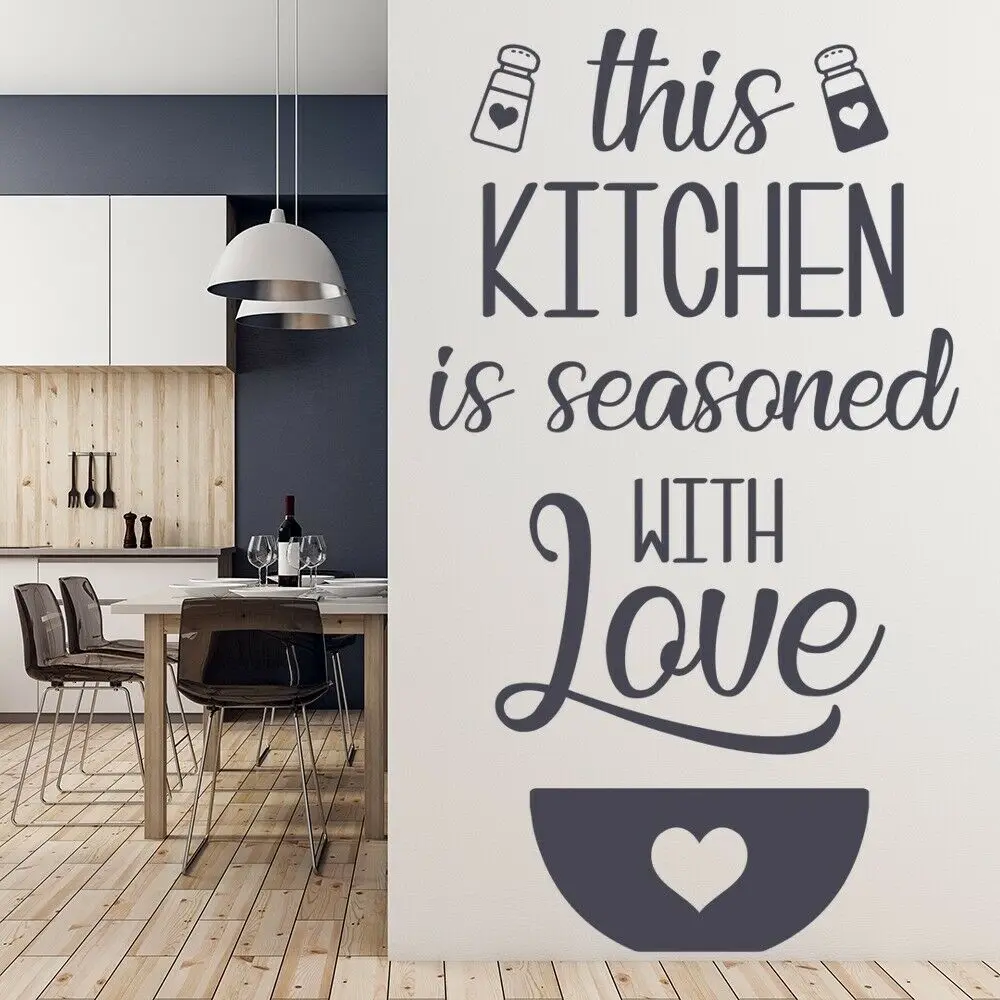 

Seasoned With Love Wall Decal Kitchen Quote Lettering Vinyl Window Stickers Restaurant Dining Room Interior Decor Mural 3456