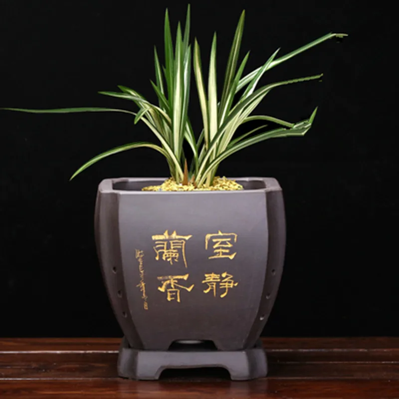 Изысканная тетрагональная садовая ваза большого размера с подносом для дома