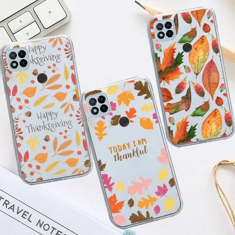 

Pumpkin happy Fallen leaves autumn Phone Case Transparent for Xiaomi redmi note 8 9 10 11 t lite pro ultra mix 4 k40