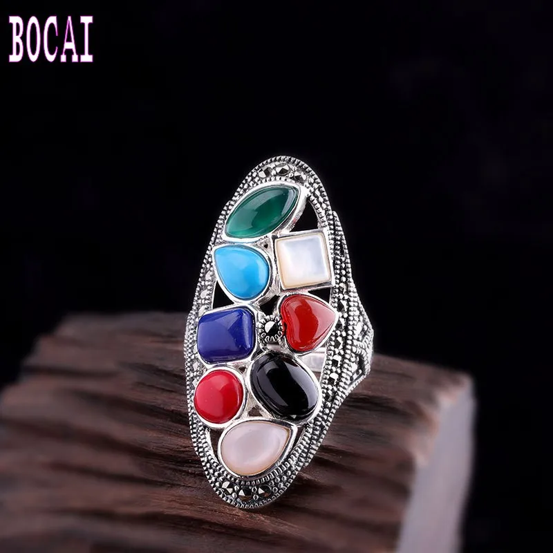 2019 Новый S925 серебро ювелирные изделия красочные серебряный с натуральным камнем