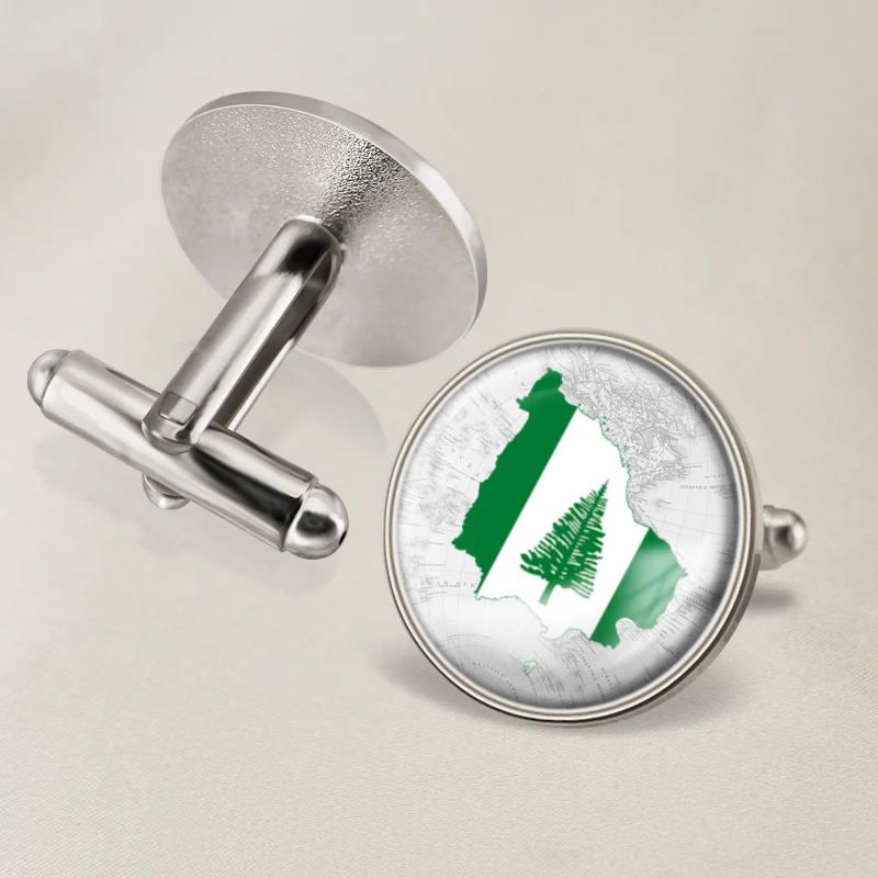 Запонки герб острова Норфолк с флагом и государственной эмблемой|Зажимы для