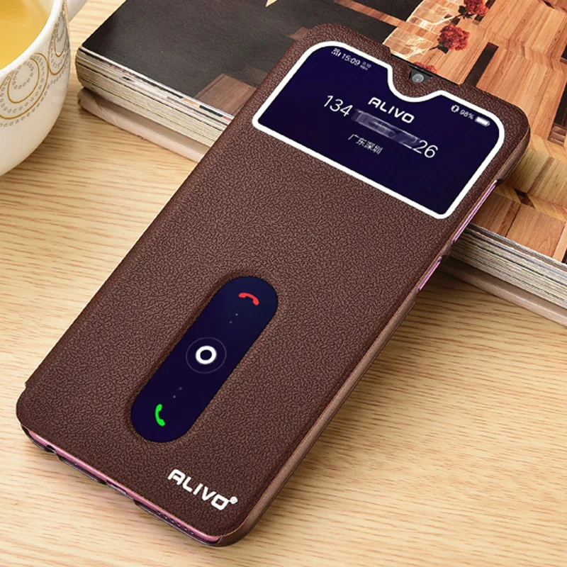 ДЛЯ VIVO Y91C кожаный чехол для просмотра окна Книга Стенд откидная крышка для Vivo Y91C Y91 C Y93 Y91i чехол для телефона Чехлы для VIVO Y91C Y 91C