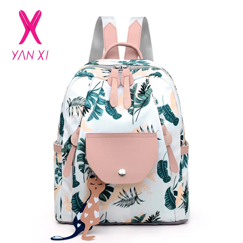 2019 Модный водонепроницаемый нейлоновый женский рюкзак с цветочным принтом