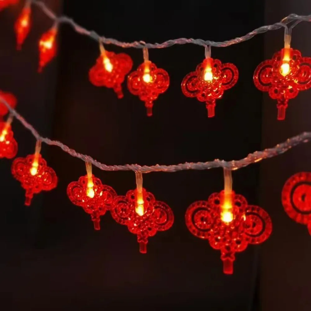 

9.8FT 20LED String Lights Chinese Knot Lantern Spring Festival Lights Decor LED String Lights Red Hanging Lanterns Strings Light