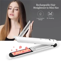 portable cordless hair straightener curler travel mini usb rechargeable 3 adjustable temperature flat irons hair styling tool 46