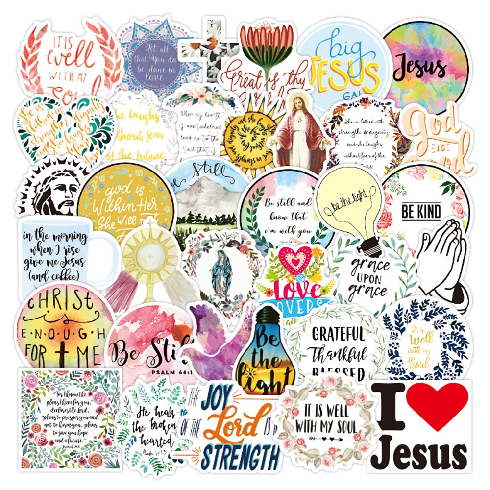 

10/30/50PCS Jesus Christians Religion Sayings Graffiti Stickers Skateboard Fridge Guitar Laptop Classic Toy Cool Sticker Decals