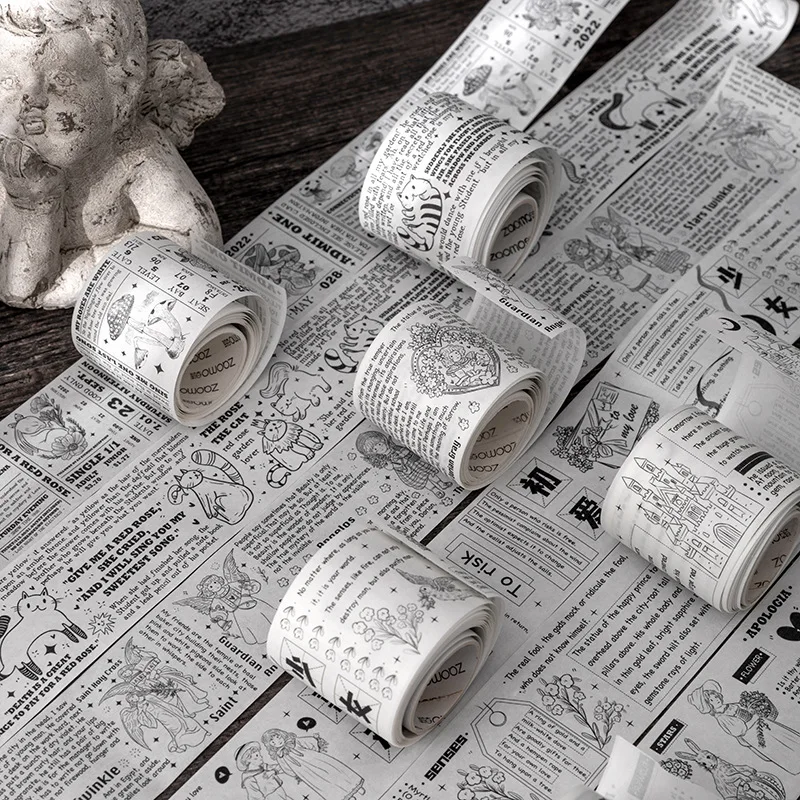 

MOHAMM 1 Roll Fairytale Film Black White Decorative Washi Tape for DIY Photo Album Scrapbooking Daily Planner Journal Stationary