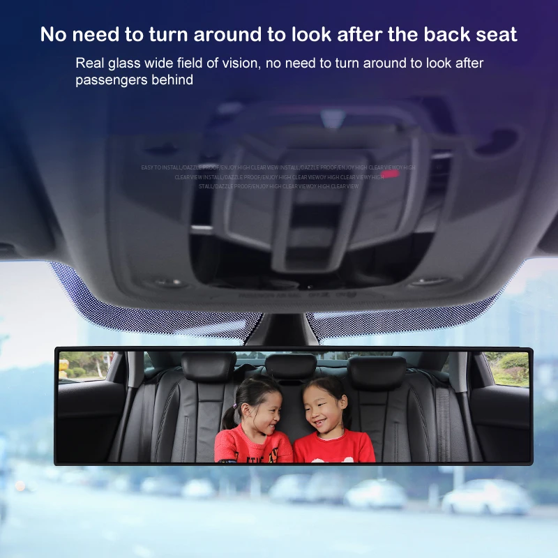 

Панорамное зеркало заднего вида с изогнутой поверхностью 300 мм, антибликовое покрытие, легкая установка для автомобиля GK99