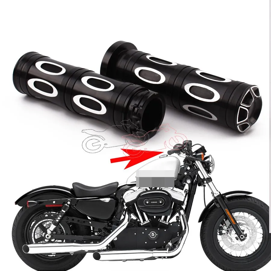 

Black Aluminum 1Inch 1Pair Handle Bar Hand Grips For BMW Honda Yamaha Suzuki Kawasaki Harley Bobber Chopper Custom