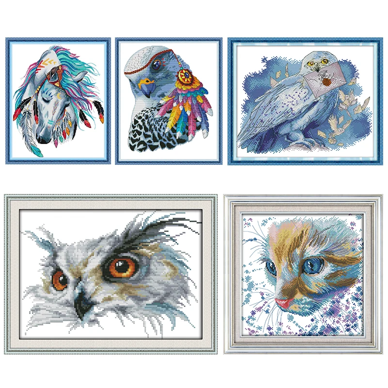 

Cross Stitch Kits Embroidery Needlework Owl Patterns Stamped Patterns 11CT 14CT Printed Counted Crafts Decor Art Sewing Handmade