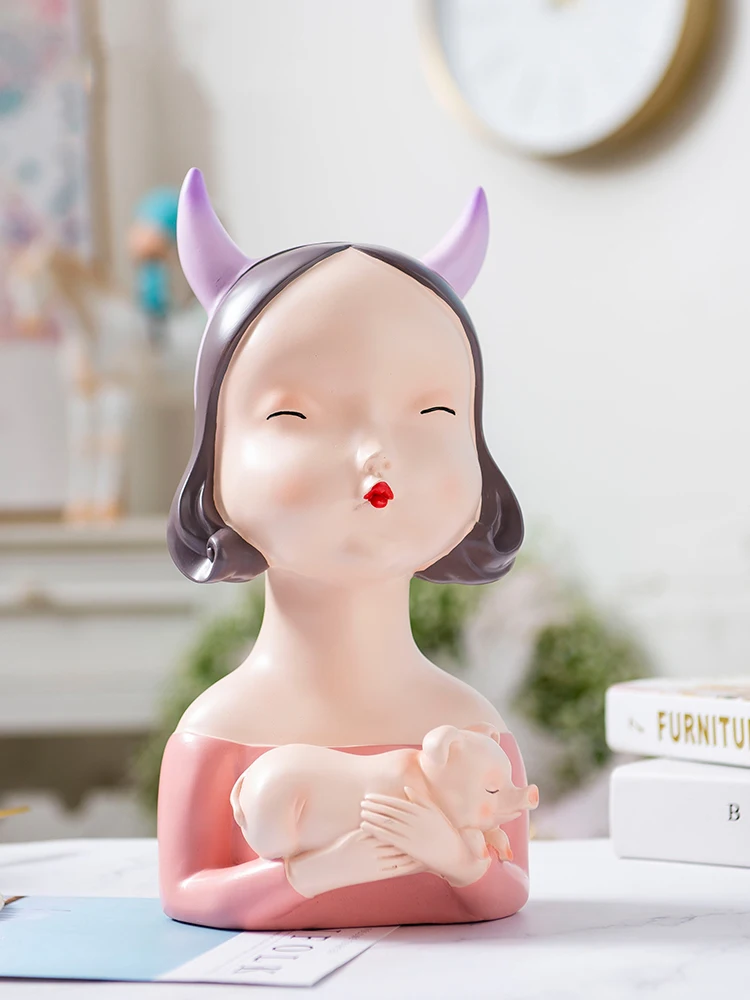 

Nordic light luxury creative simple character desktop living room TV cabinet decoration home decorations birthday wedding gift