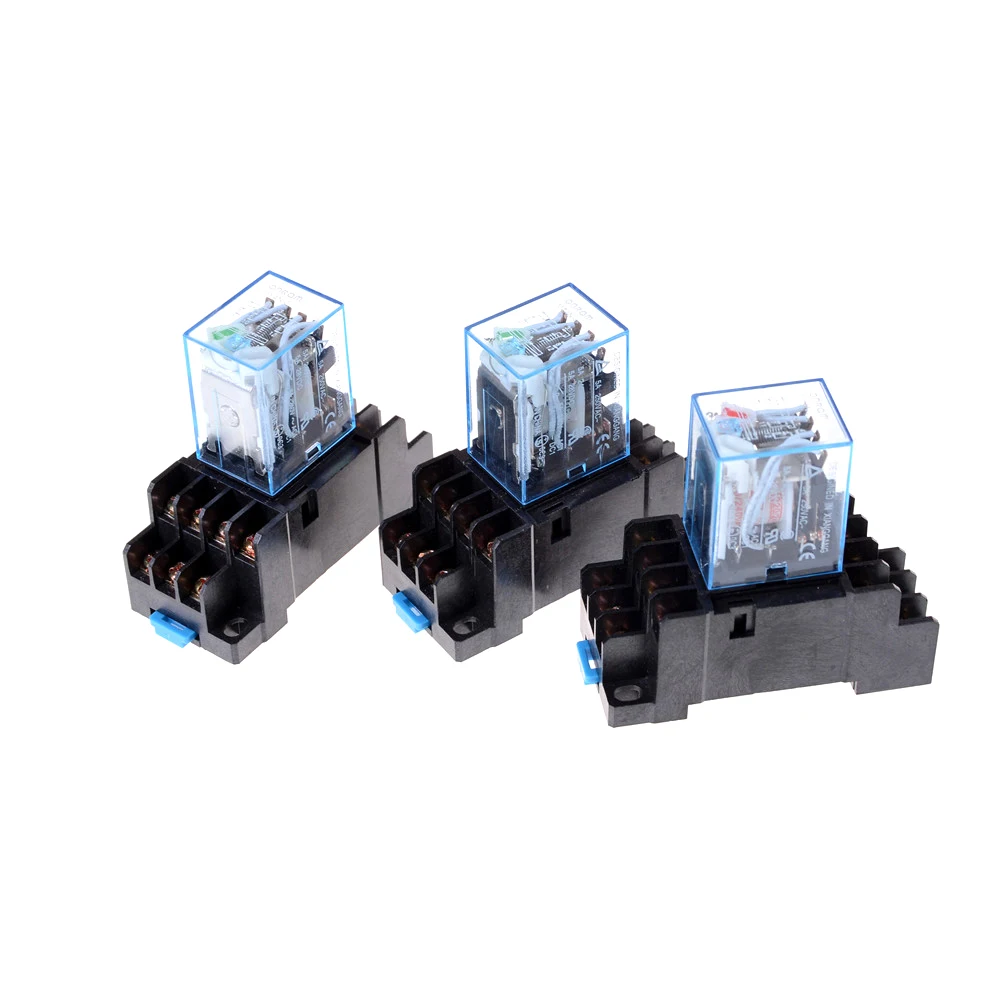 DC12V 24V AC220V 1set MY4NJ Electronic Micro Relay 4NO 4NC LED Indicator Power DIN Rail 14 Pin Mini With Socket | Обустройство дома