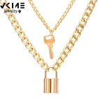 VKME набор креативных золотых ожерелий с замком и ключом для женщин и мужчин богемное многослойное ожерелье-чокер 2020 модные ювелирные изделия