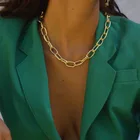 Ожерелье-цепочка женское золотистого цвета, геометрические формы, Кулон, Ожерелье