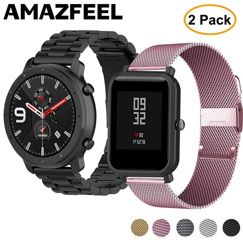 

Ремешок из нержавеющей стали для Amazfit Bip, металлический браслет для Amazfit GTR 47 мм Pace Stratos Bip S Lite GTS, браслет для наручных часов