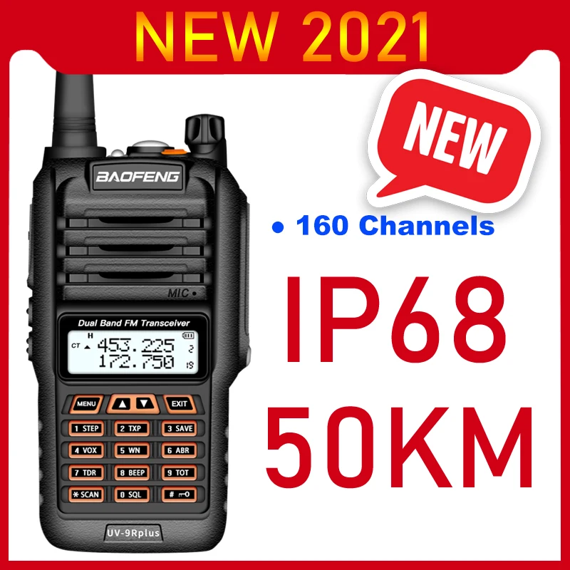 Рация Baofeng UV 9R Plus радиостанция двухсторонней связи УКВ УВЧ 2021 каналов дальность 50