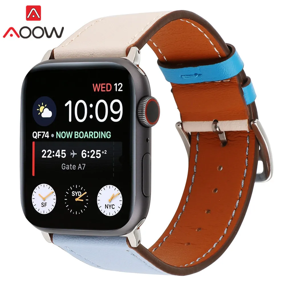 Ремешок для часов из натуральной кожи для Apple Watch 38 мм 40 мм 42 мм 44 мм Correa один тур круг браслет ремешок для iwatch 1 2 3 4